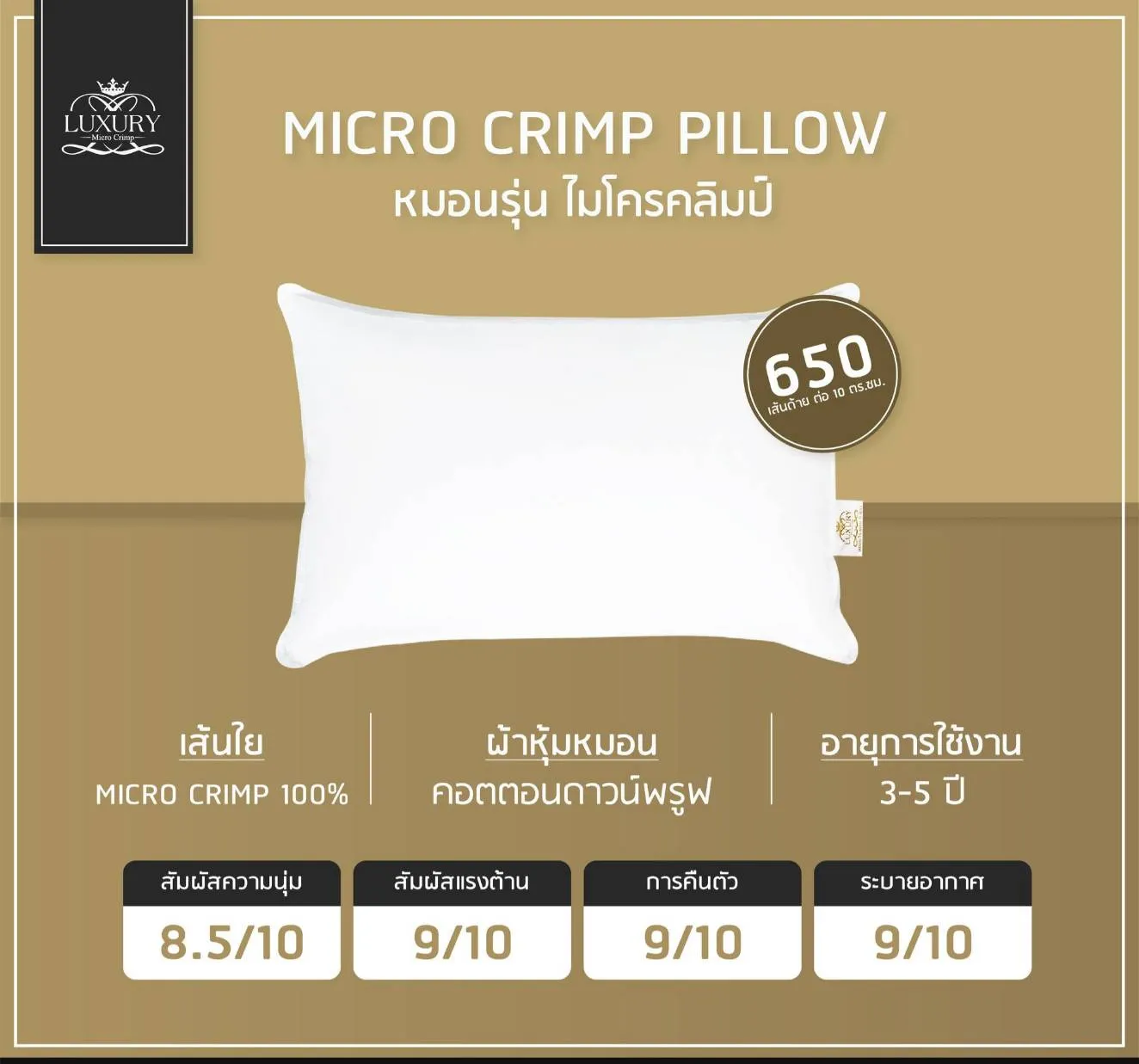 หมอนไมโครคลิมป์ รุ่น Micro Crimp Support Pillow 2