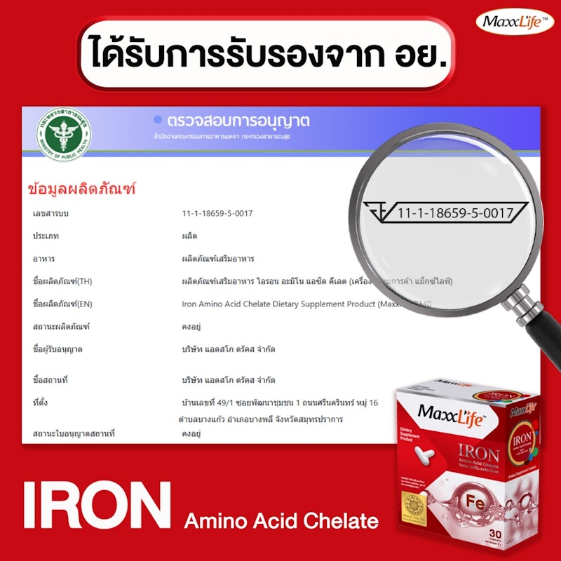 อาหารเสริมธาตุเหล็ก Iron Amino Acid Chelate 3