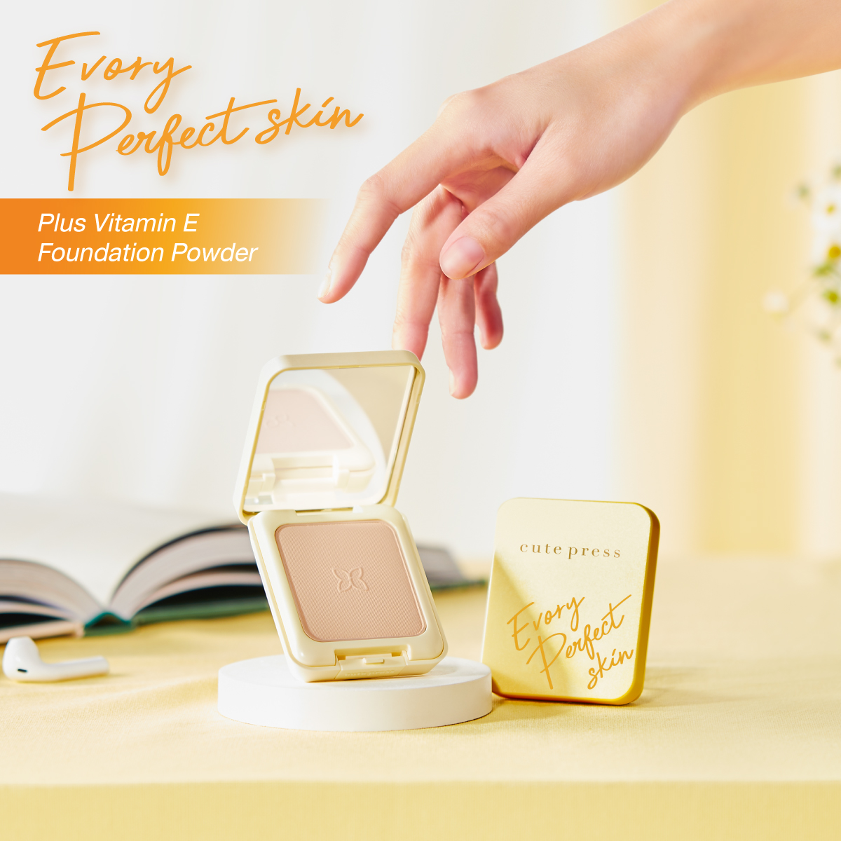 แป้งผสมรองพื้น Evory Perfect Skin Plus Vitamin E Foundation Powder 3