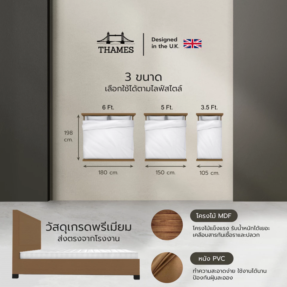 เตียงนอน ฐานเตียง + หัวเตียง 3
