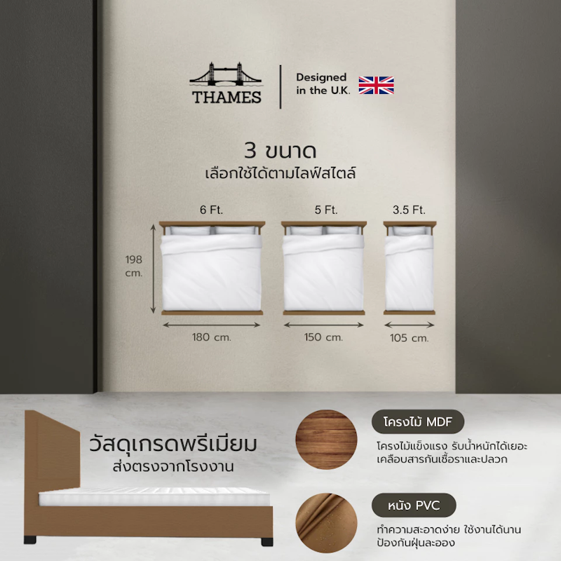เตียงนอน ฐานเตียง + หัวเตียง 3