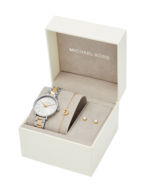 นาฬิกา Michael Kors สำหรับผู้หญิง รุ่น Mini Pyper Pavé Two-Tone Watch, Bracelet and Stud Earrings Set 3