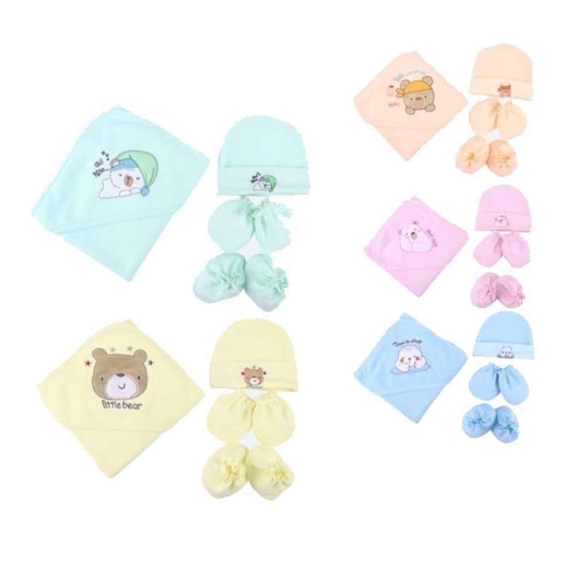 ถุงมือถุงเท้าเด็กทารก เซ็ตห่อตัว 4 ชิ้น 1