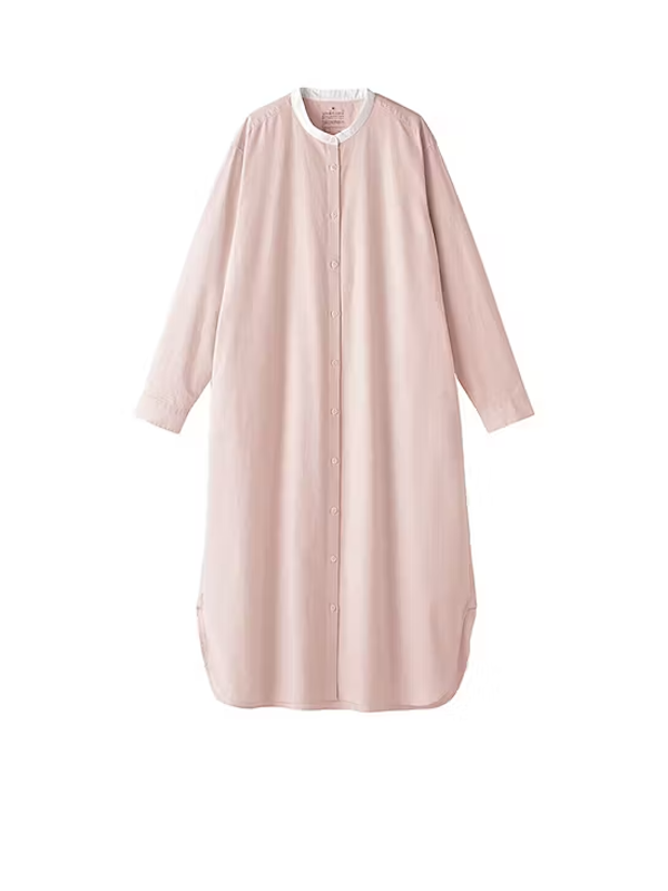 Broadcloth Stand Collar Long Sleeve Dress 1