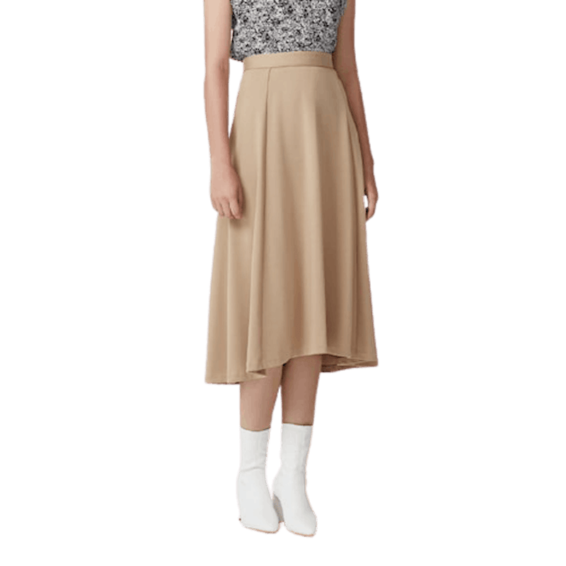 Brown Color Ponte Paneled Midi Skirt Model 1