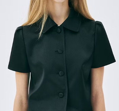 Satin Cropped Jacket Half Sleeve 3