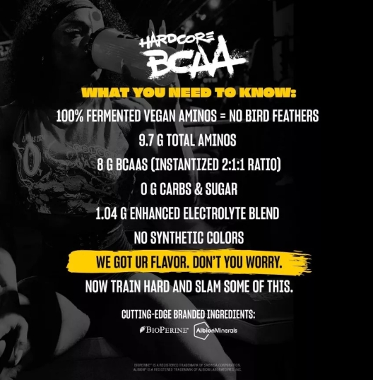 กรดอะมิโน บีซีเอเอ แบบผง Hardcore BCAA 3