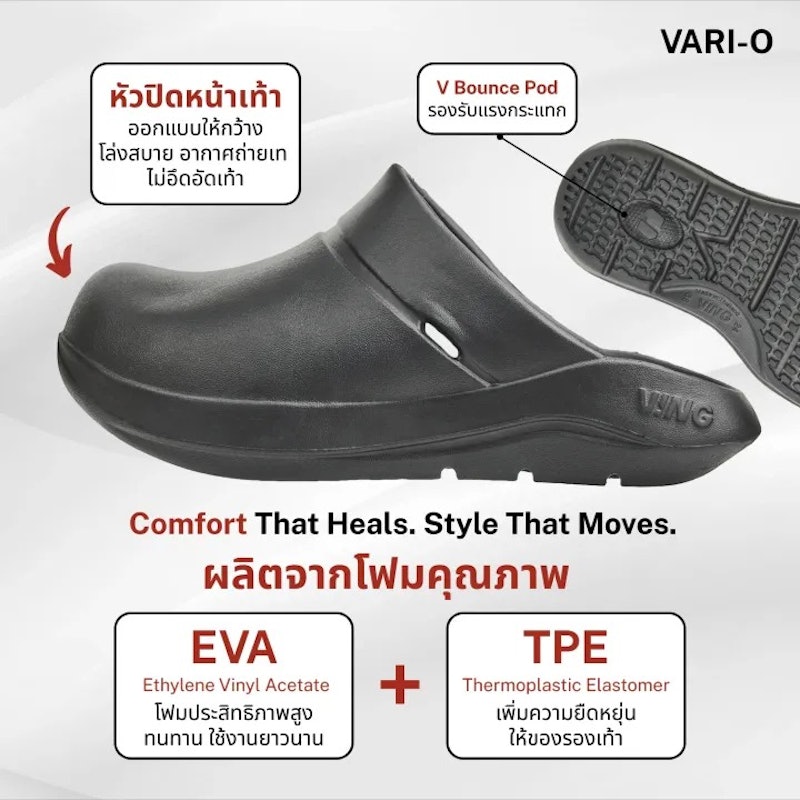 Vari-O รองเท้า รุ่น หัวโต Slip-ons รองเท้าแตะเพื่อสุขภาพ 2
