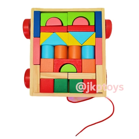 ของเล่นไม้เสริมพัฒนาการ รถลาก บล็อกไม้ 1