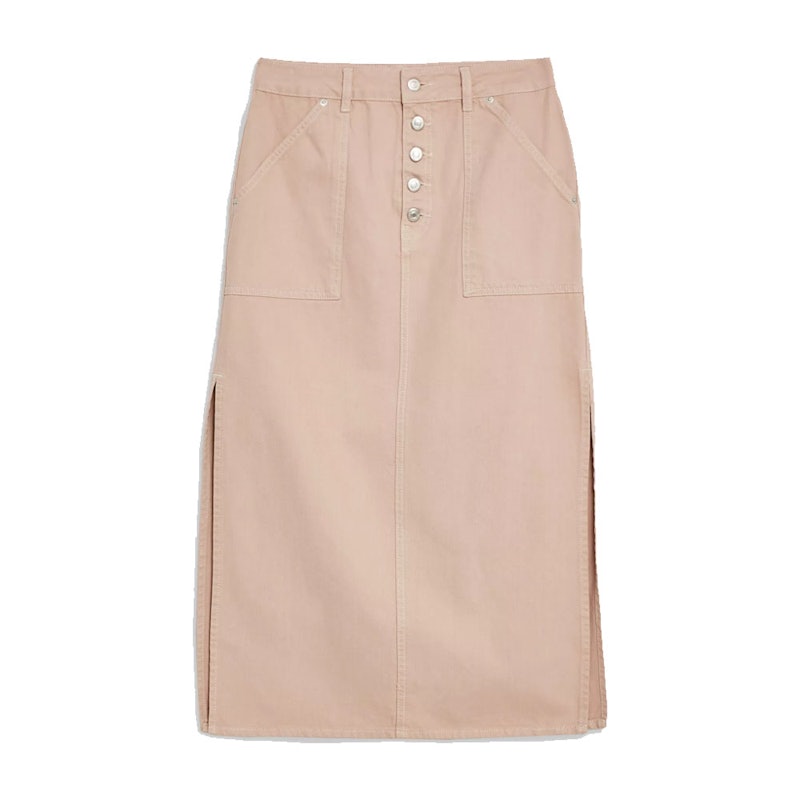 กระโปรงยีนส์ รุ่น Mink Denim Button Through Midi Skirt 05T71QROS 1