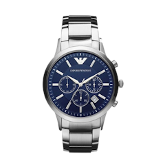 Classic Chronograph Navy Blue Dial - Silver