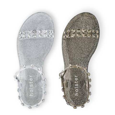 รองเท้าส้นแบนแบบรัดส้น รุ่น Sunlight Clear Black Glitter  2