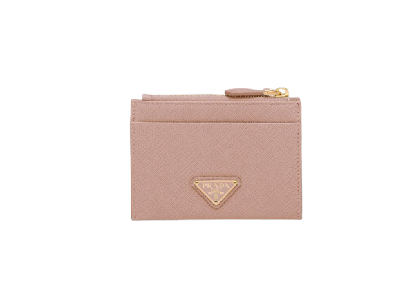 Powder Pink Saffiano Leather Card Holder 1