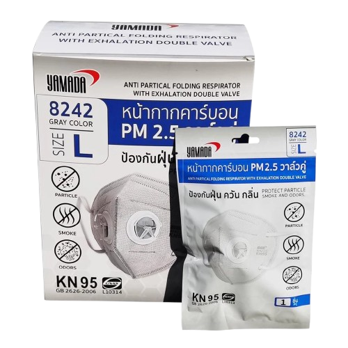 หน้ากากคาร์บอน PM2.5 วาล์วคู่ รุ่น 8242 3