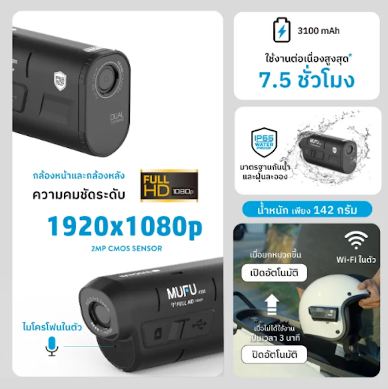 V20S กล้องติดหมวกกันน็อค 2