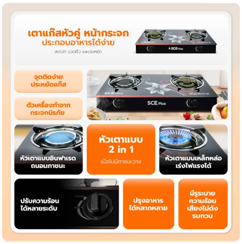 เตาแก๊ส 2 หัว 2