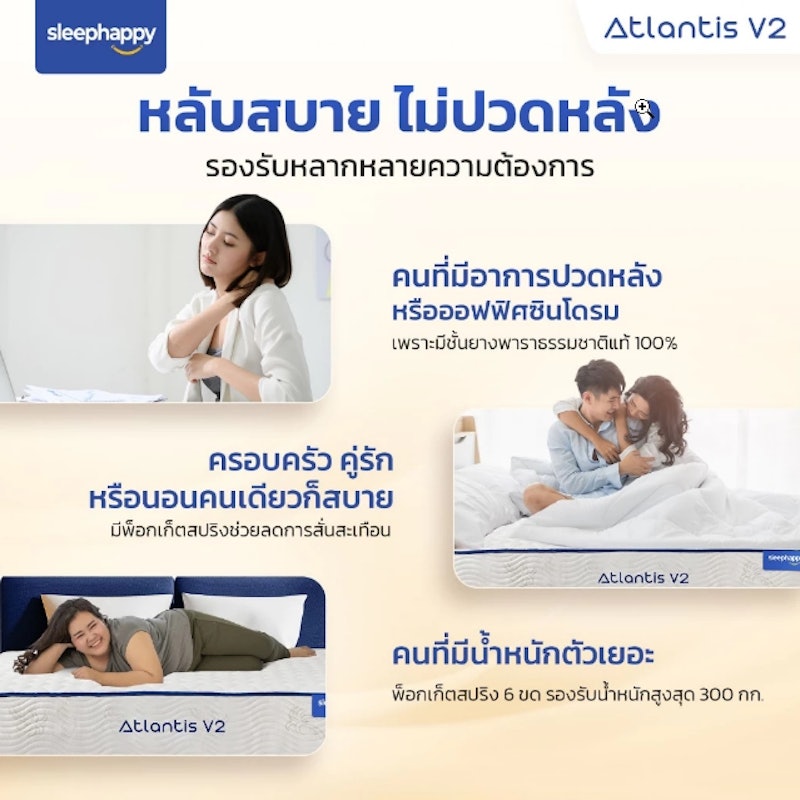 ที่นอนยางพาราและพ็อกเก็ตสปริง รุ่น Atlantis V2 5