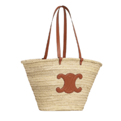 กระเป๋าสาน Large Triomphe Celine Classic Panier in Raffia and Calfskin