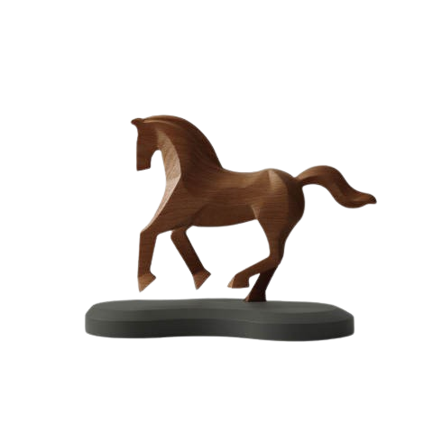 ม้าไม้ฮวงจุ้ยเสริมพลังบวก Luwei Wooden Feng Shui Horses Sculpture 1