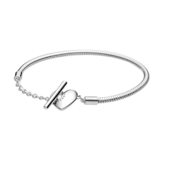 Moments Heart T-Bar Snake Chain Bracelet