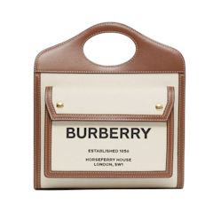 กระเป๋า Burberry รุ่น Mini Two-tone Canvas and Leather Pocket Bag