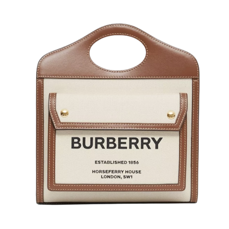 กระเป๋า Burberry รุ่น Mini Two-tone Canvas and Leather Pocket Bag 1