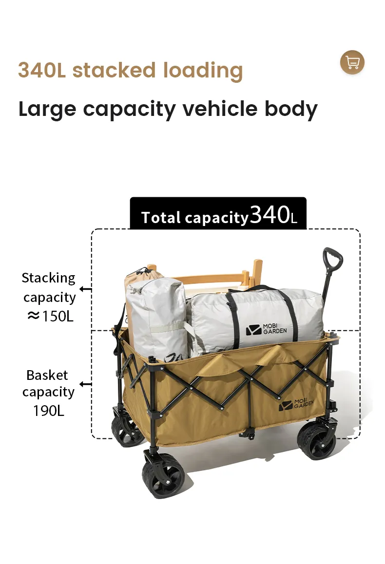 รถเข็นแคมป์ปิ้ง รุ่นล้อโต Camping Wagon Folding Trolley 190L 2