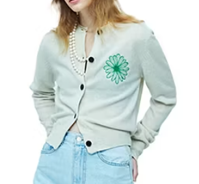 Cashmere Blended Cardigan Round Neck 1