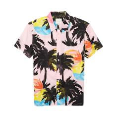 ชุดไปทะเลผู้ชาย เสื้อเชิ้ตผู้ชาย รุ่น Tropical Print Short Sleeve Button-up Shirt