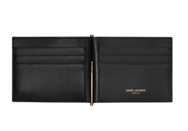 กระเป๋าสตางค์ผู้ชาย แบรนด์เนม รุ่น Tiny Cassandre Bill Clip Wallet In Shiny Leathe 3