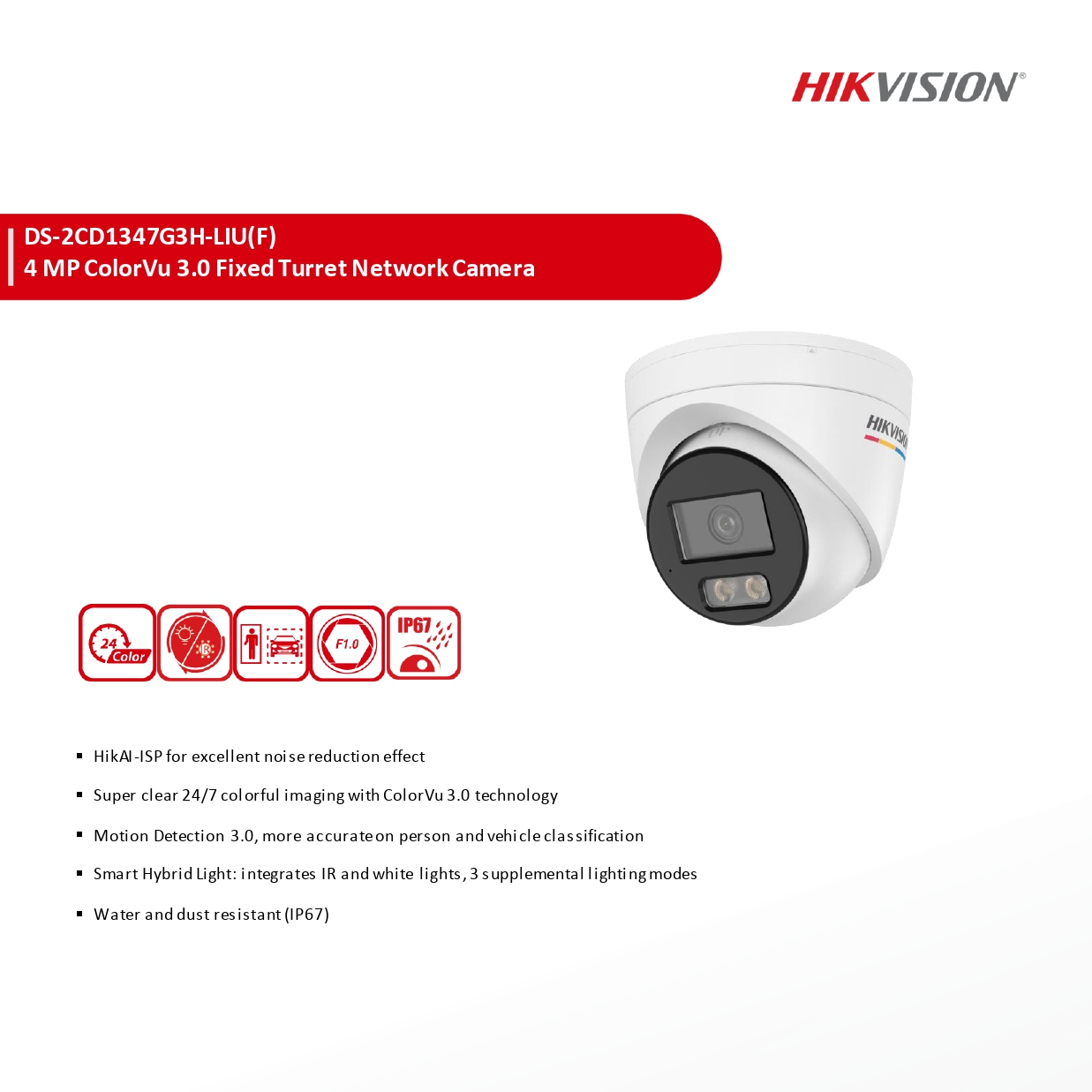 กล้องวงจรปิด 4MP ColorVu with Smart Hybrid Light Fixed Turret 3