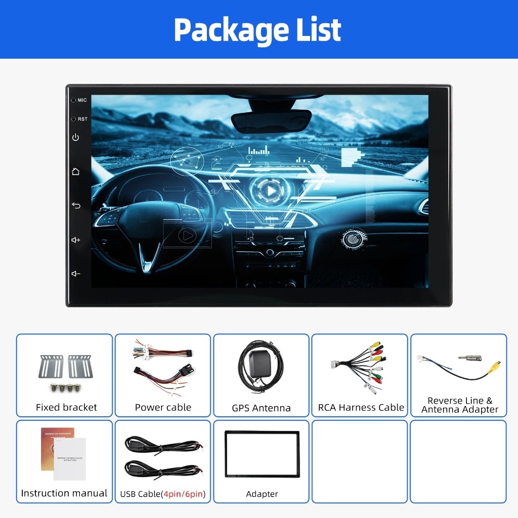 หน้าจอ IPS มัลติมีเดีย 2 Din Car Player 7" 2+32 GB 2