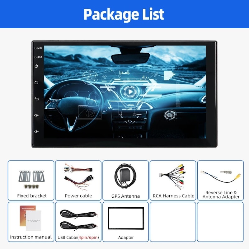 หน้าจอ IPS มัลติมีเดีย 2 Din Car Player 7" 2+32 GB 2
