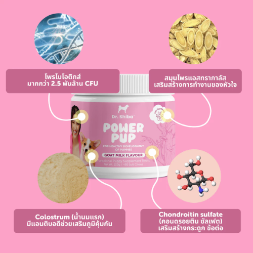 Power Pup อาหารเสริมสำหรับลูกสุนัข สูตรนมแพะ 2