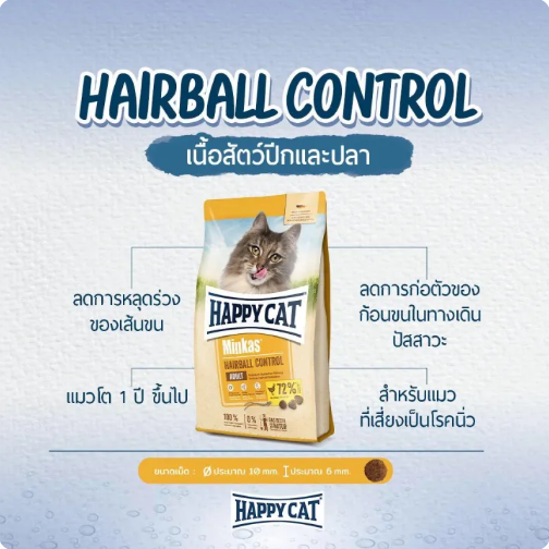 Minkas Hairball Control อาหารแมว สูตรควบคุมการเกิดก้อนขน  3