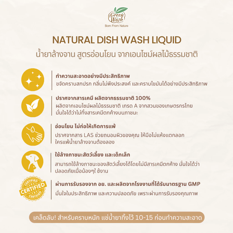 น้ำยาล้างจานออร์แกนิค Natural Dish Wash Liquid 3