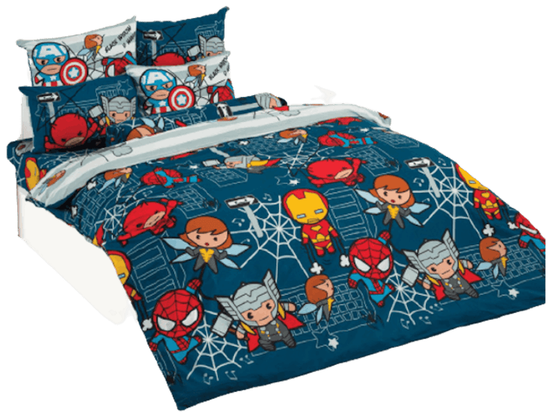 ผ้าปูที่นอนครบเซ็ต ลาย Marvel Kawaii 1