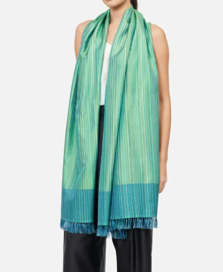 Light Beam Silk Wool Handwoven Scarf  2