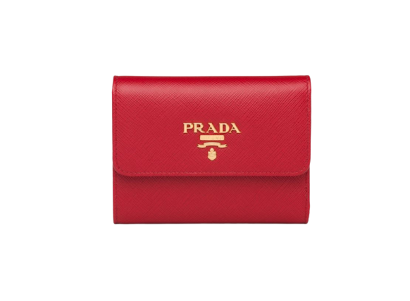 Fiery Red Small Saffiano Leather Wallet 1