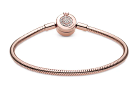 Bronze Sparkling Crown O Snake Chain Bracelet  2