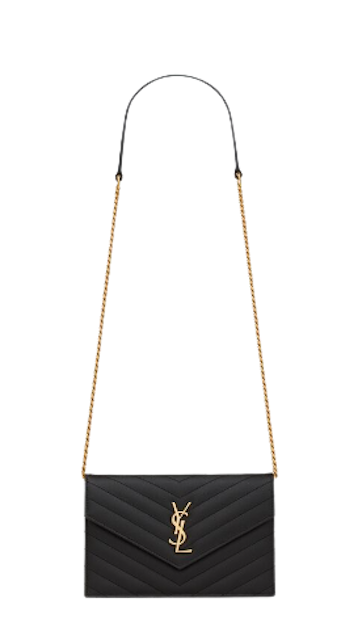 กระเป๋าแบรนด์เนม ราคาไม่เกิน 50,000 รุ่น Cassandre Saint Laurent Matelassé Envelope Chain Wallet In Grain De Poudre Embossed Leather  2