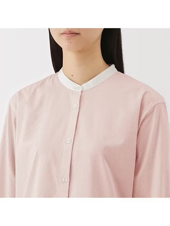 Broadcloth Stand Collar Long Sleeve Dress 2