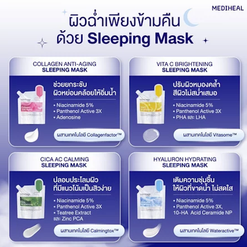 Sleeping Mask เมดิฮีล สลีปปิ้ง มาสก์ สูตร COLLAGEN ANTI-AGING 3