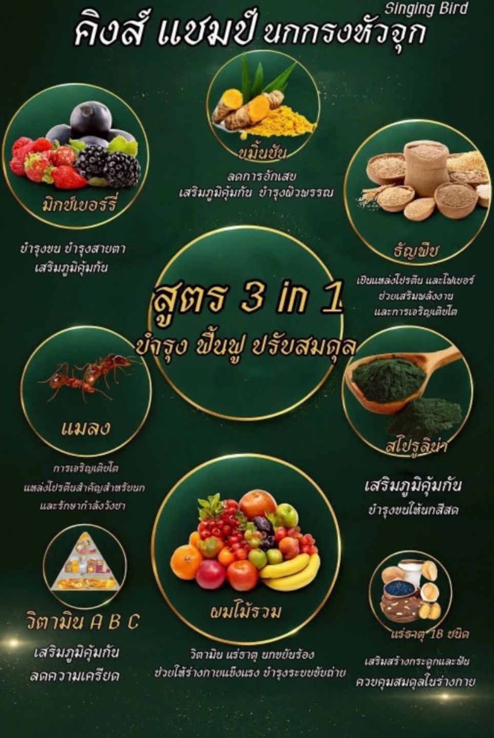 อาหารนกกรงหัวจุก สูตรพรีเมียม 3