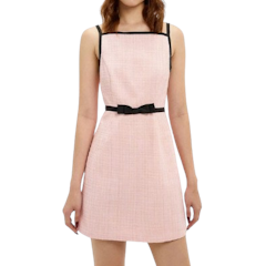 Tweed Contrast Bow Dress