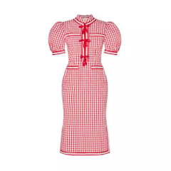 ชุดกี่เพ้า Gingham Mandarin Dress