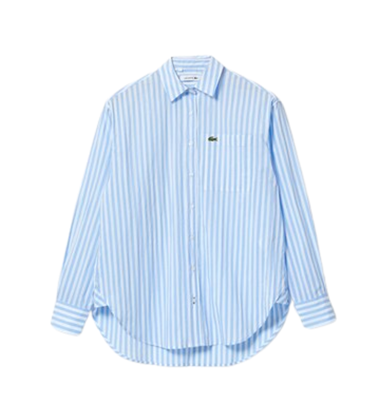 Women's Lacoste Oversized Striped Poplin Shirt 1