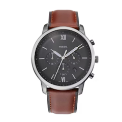 Neutra Black Dial Brown Leather Watch