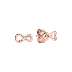 Infinity Rose Stud Earrings With Clear Cubic Zirconia