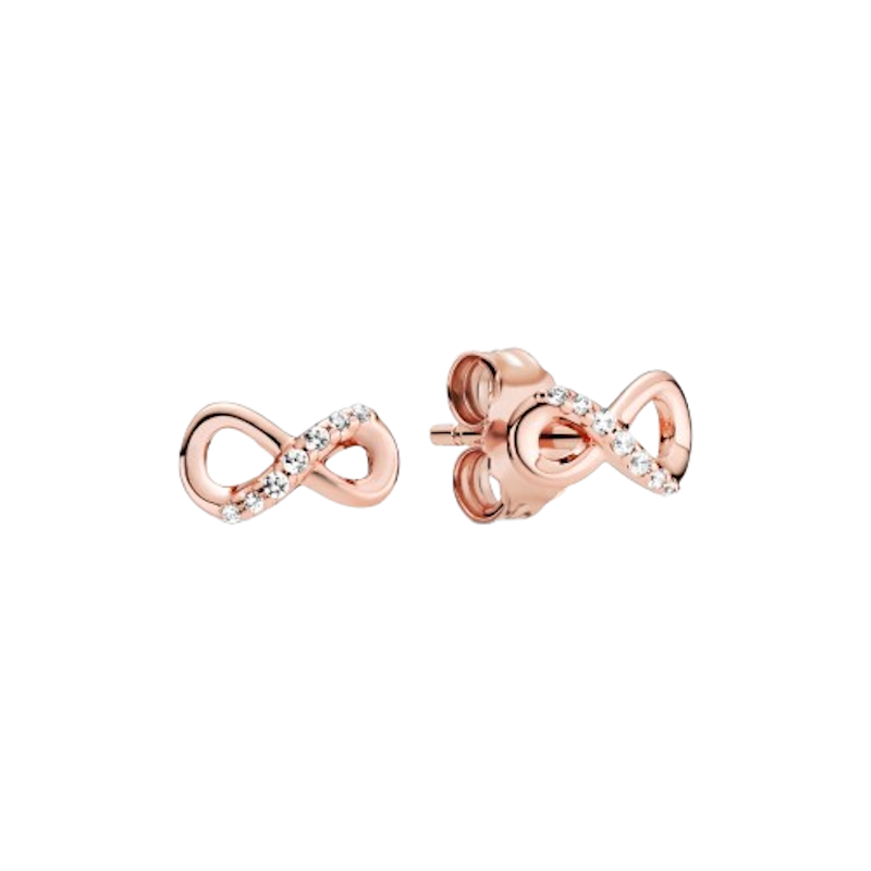 Infinity Rose Stud Earrings With Clear Cubic Zirconia 1